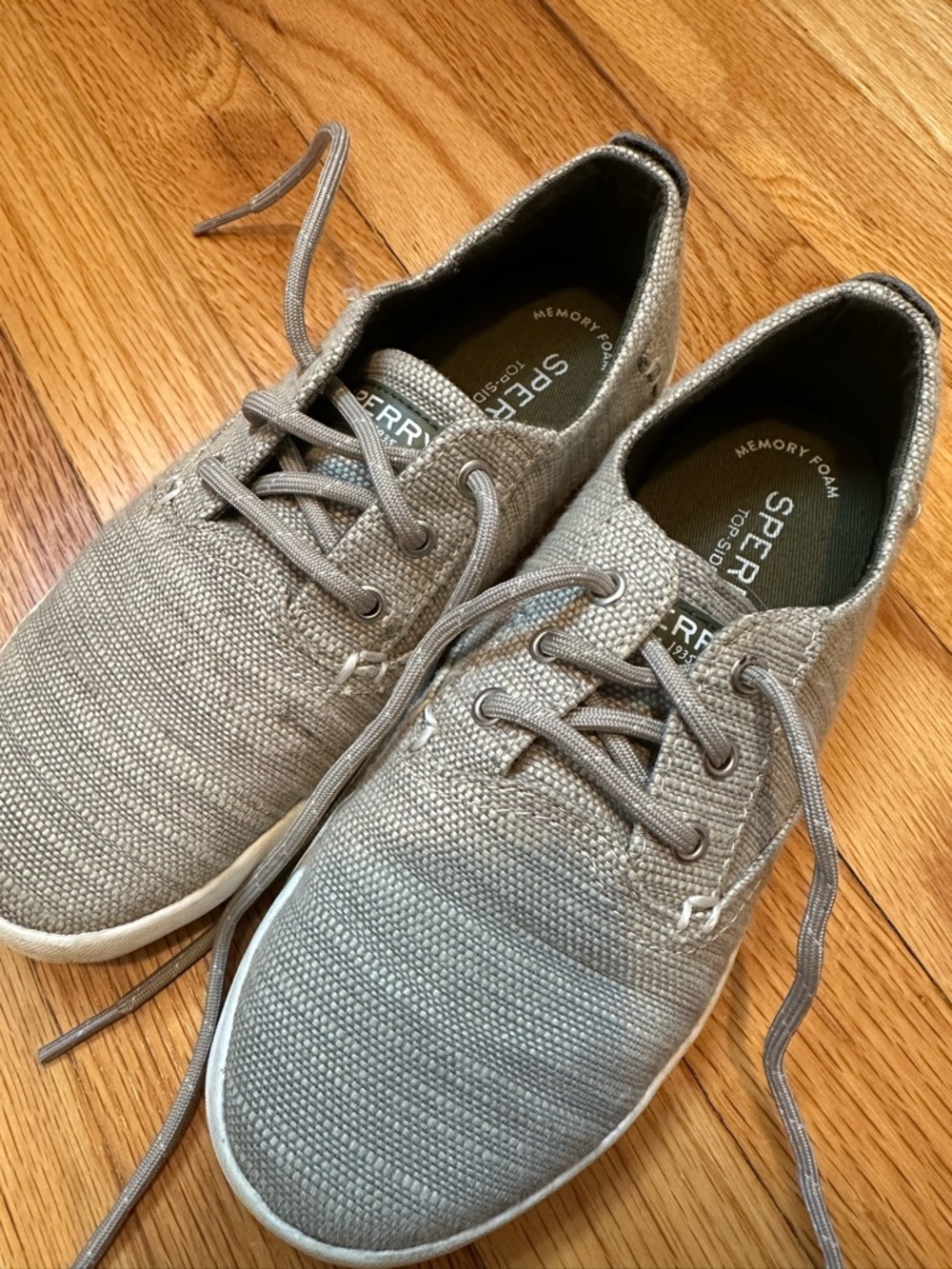 Sperry Kids Taupe Canvas Lace-Up Boat Shoes